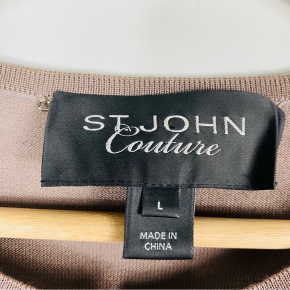 St John Couture Cardigan Beaded Design Wool Blend Knit Women Medium L - Picture 4 of 7